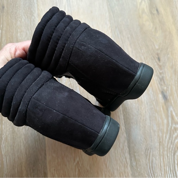 Call It Spring Black Gold Faux Suede Booties Hidden Wedge Hidden Heel - US 7 - Picture 7 of 10